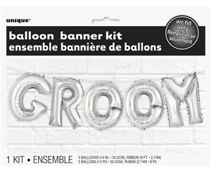 Groom Silver Foil Letter Balloon Kit 35.5cm