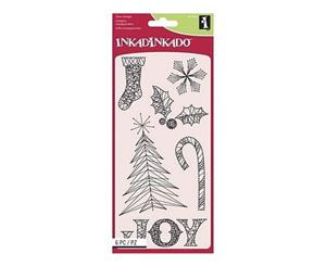 Inkadinkado Christmas Clear Stamps 4 Inch X8 Inch - Holiday String Art