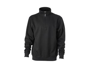 James And Nicholson Unisex Workwear Half Zip Sweatshirt (Black) - FU275