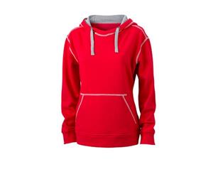 James And Nicholson Womens/Ladies Lifestyle Hoodie (Red/Grey Heather) - FU487