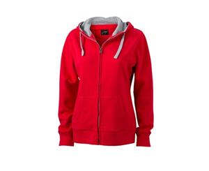 James And Nicholson Womens/Ladies Lifestyle Zip-Hoodie (Red/Grey Heather) - FU483