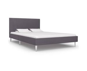 King Bed Frame Grey Fabric Mattress Platform Bedroom Base Furniture