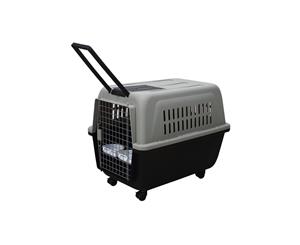 Large Plastic Kennels Pet Dog Cat Cage Crate With Handle and Wheel