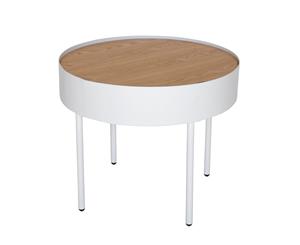 Lunar Round Side Table - Natural & White