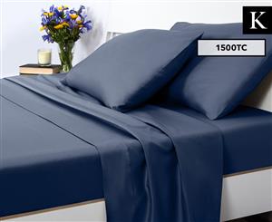 Luxury Living 1500TC King Bed Sheet Set - Denim Blue