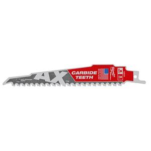 Milwaukee 150mm 5TPI TCT Reciprocating Saw Blade for Wood/Nail Demolition - The AX w. Carbide Teeth