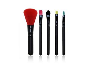 Mini 5 Piece Travel Brush Set Fiber Makeup Brush Multi Task - Colourful