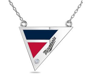 Minnesota Twins Diamond Pendant Necklace For Women In Sterling Silver Design by BIXLER - Sterling Silver