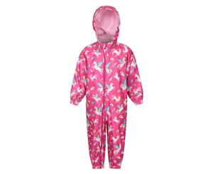 Mountain Warehouse Puddle Kids Printed Rain Suit with Taped Seams - Pink