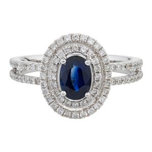 Online Exclusive - Ring with 0.57 Carat TW of Diamonds & Sapphire in 14ct White Gold