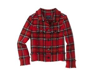 Oscar De La Renta Plaid Tweed Wool-Blend Jacket