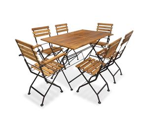 Outdoor Dining Set 7 Piece Acacia Wood Garden Foldable Table Chairs