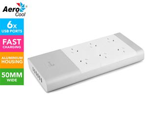 Power board Powerboard Power Strip Aluminu Case With 6 AC Surge Protector Outlets and 6 Port USB Fast Charger -Aerocool