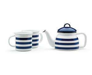 Prestige Blue Stripe Teapot and Mug Set