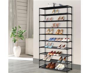 Shoe Rack Racks Shoes Organiser DIY Stackable Organizer Storage Shelf Shelves Stand Holder Portable Wardrobe 50 Pairs 10 Tiers Black