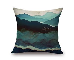 Simple Colored Landscape Painting on Cotton&linen Pillow Cover 84402