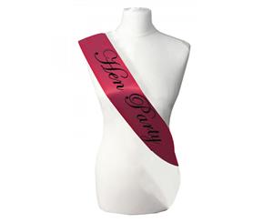 Single Layer HotPink with White Satin Hens Night Party Text Sash Banner 160cm x 80cm x 10cm