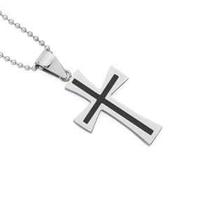 Steel Black Centre Flare Cross Pendant