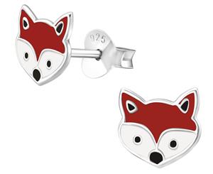 Sterling Silver Children's Silver Fox Stud Earrings