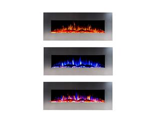 Valencia 1500W 50" Recessed / Wall Mounted Electric Fireplace - Woodlogs & Pebbles - Bluetooth Speaker