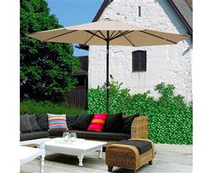 Yescom 2.7m Patio Umbrella Aluminum Crank Tilt Outdoor Market Yard Beach Garden Tan