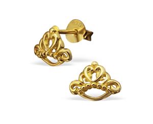 14 K Gold Plated Kids Silver Crown Stud earrings