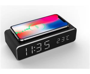 2-in-1 LED Alarm & Wireless Charging Station for Iphone and Android - Black (AU Stock)