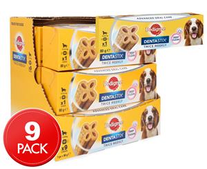 9 x Pedigree DentaStix Twice Weekly Medium Dog Dental Care Chews 80g