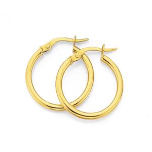 9ct Gold 2x18mm Hoop Earrings