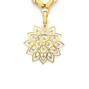 9ct Two Tone Gold Floral Mandala Enhancer Pendant