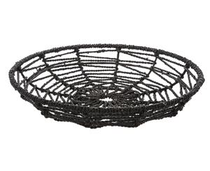 Amalfi Waya Water Hyacinth Wall Decor Basket Storage Holder Black 7x45cm