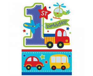 Amscan All Aboard 1St Birthday Boy Die-Cut Postcard Party Invites (Blue/White) - SG7798