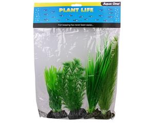 Aqua One Plastic Plant 4Pk Mix 4 24234