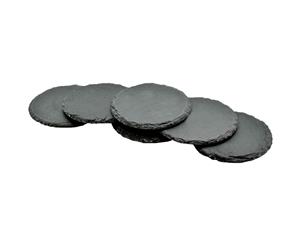 Argon Tableware Round Natural Slate Drinks Coasters - 10cm - Set Of 6