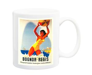 Bognor Regis Seaside Travel Poster Mug - 11 Fluid Oz