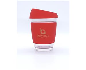 Bovoka reusable coffee /tea cup with sillicon lid and holder 12oz comes in _ Red