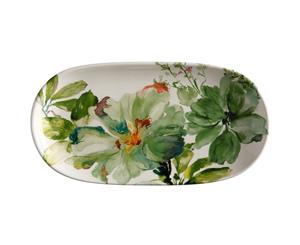 Casa Domani 33x17cm Botanical Ceramic Oval Serving Food Platter Plate GRN WHT