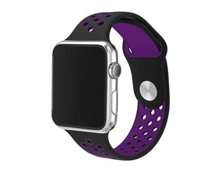 Catzon Sport Soft Silicone Apple Watch Strap iWatch Band Bracelet Replacement Band For iWatch Series 1 2 3 4 - Black Purple