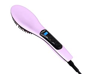 Ceramic Tourmaline Ionic Hair Brush Straightener Iron Anti Frizz Comb Lavender