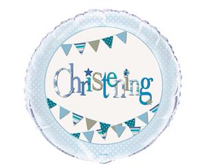 Christening Blue 45cm Foil Balloon Packaged