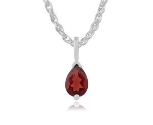 Classic Pear Garnet Pendant in 9ct White Gold