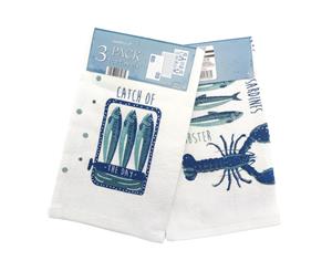 Country Club Set of 3 Tea Towels Fruits De Mer