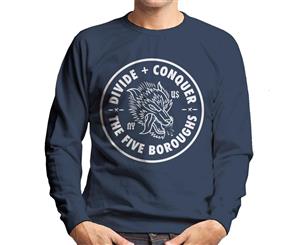 Divide & Conquer Five Boroughs Wolf Men's Sweatshirt - Navy Blue