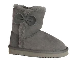 Eastern Counties Leather Childrens/Kids Coco Bow Detail Sheepskin Boots (Grey) - EL130