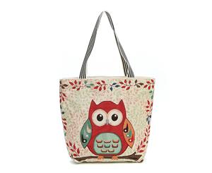 Embroidered Cartoon Owl Women's Shopping Bag