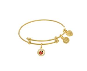 Enamel Lady Bug Charm Adjustable Bangle Girls Bracelet - White