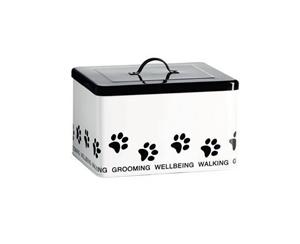 Enamel Retro Enamel Dog or Pet Accessories Box Storage Tin White