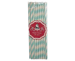 Environmentally Friendly Blue and White Paper Straws Pack of 20