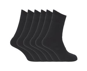 Floso Ladies/Womens Premium Quality Multipack Thermal Socks Double Brushed Inside (Pack Of 6) (Black) - W142