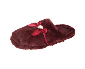 Forever Dreaming Womens/Ladies Faux Fur Memory Foam Slippers (Burgundy) - SL613